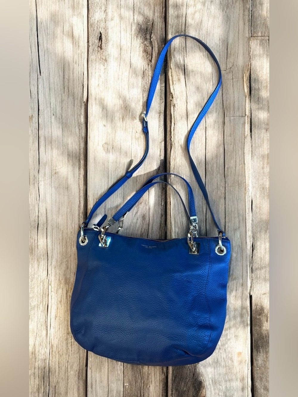 Henri Bendel Navy Blue Pebbled Leather SoHo Crossbody Handbag - Picture 3 of 14